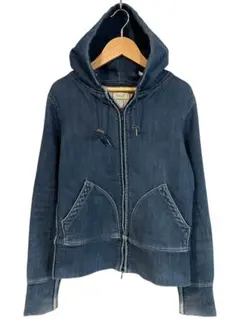 日本製 YANUK デニムパーカー ヴィンテージ加工 S フルジップ インディゴ
