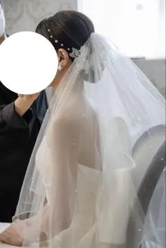 ウェディング　ロングベール　パール・ラメつき ベールダウン可