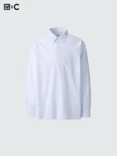 美品 ユニクロ C ブロードオーバーサイズシャツ ストライプ ブルー XL