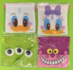 ディズニーオールスター フェイス巾着袋 4枚セット ドナルド デイジー ほか