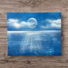 【352】スプレーアート　海　水平線　日の出　風景画　景色　インテリア　アート