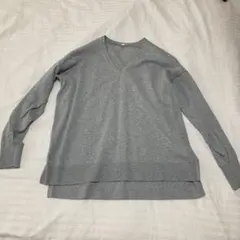 無印良品 グレー Vネック セーター Mサイズ 綿・シルク