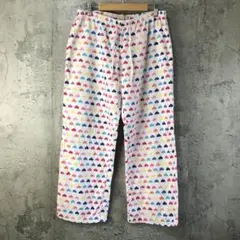 Y5799古着　柄パンツ　パジャマパンツ　白　90s Y2K