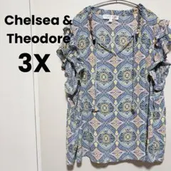 Chelsea & Theodore 【3X】 フリル付き半袖シャツ 夏