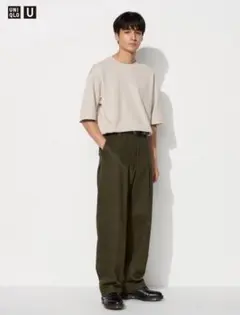 【美品】UNIQLO U ワイドフィットチノ ダークブラウン W82