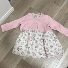 キッズ　フォーマル　カーディガン付き花柄ドレス セット90
