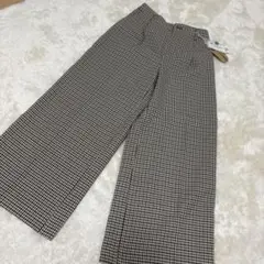 チェック柄ワイドパンツ M