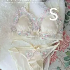 楽ブラ ブラレット セクシー 下着2789アイボリーS ノンワイヤーブラショーツ