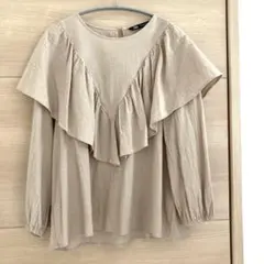 ZARA フリル襟 コットン ブラウス バルーンスリーブ M
