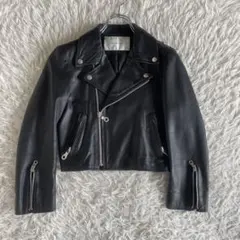 【美品】ミッドウエスト　ダブルライダースジャケット　ラムレザー　黒　1 S相当