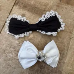 レース付きリボンヘアクリップ2個セット