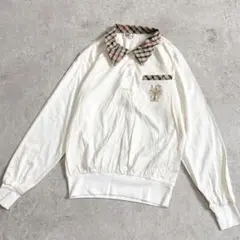 ダックスDAKS ゴルフ ハウスチェック襟刺繍ロゴエンブレム 長袖ポロシャツのサムネイル