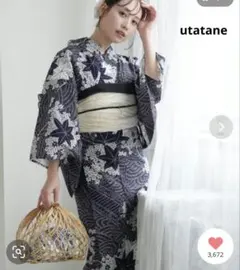 【新品】utatane 花柄 浴衣・帯・下駄セット