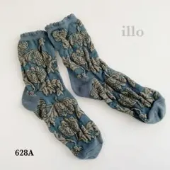 靴下　レディース　北欧花⚘⠜ボタニカル　くすみブルー　ナチュラル　3D おしゃれ