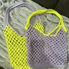 ２個セット紫と黄色のメッシュトートバッグ