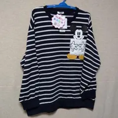 しまパト裏起毛トレーナー3Ｌミッキーマウスボーダー