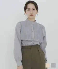 tina jojun スタンドカラー パフスリーブブラウスのサムネイル