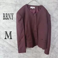 ノーカラージャケット M ボルドー きれいめ 上品 セレモニー 入学式 卒業式