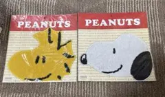 スヌーピー　ダイカット　ミニタオル　ウッドストック　２点セット