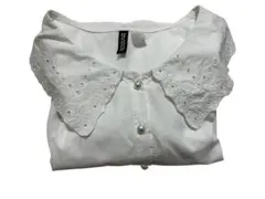 H &M子供服 女の子 シャツ 長袖 レース襟ブラウス フォーマル 白ブラウス