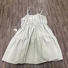 キャミワンピ ワンピース フレアキャミ ベージュ ドット柄 キャミ