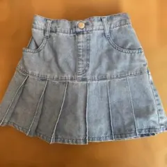 デニム プリーツスカート ショートパンツ付き