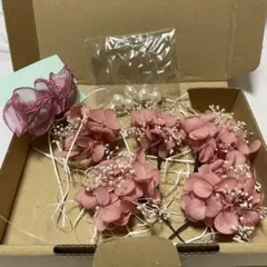 ピンクの花とパールのヘッドドレス　髪飾り　イヤリング