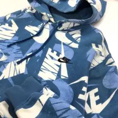 NIKE 総柄 パーカー ブルー メンズL