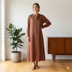 美品 UNTITLED アンタイトル シャツワンピース ブラウン サイズ4