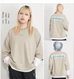 KANGOL グレージュ レイヤードトレーナー Mサイズのサムネイル
