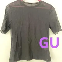 GU ブラック　シアートップス　半袖　シースルー