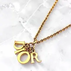 【極美品】クリスチャンディオール ロゴチャームネックレス DIORスイング４連