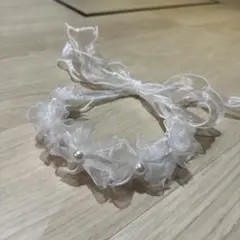 ホワイトリボンパールカチューシャ
