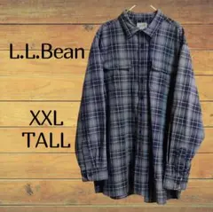L.L.Bean XXL 古着　チェック柄長袖シャツ　グレー系