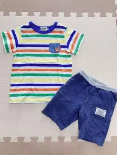 ミキハウス ホットビスケッツ ボーダーTシャツ ハーフパンツ セット 90cm