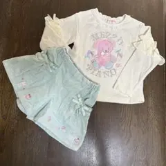 メゾピアノ　レインボーファートップス110cm＆スイーツショートパンツ120cm