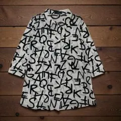 Yz SELECT 総柄プリント シャツワンピ 黒×白 ポリエステル アーカイブ