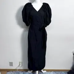SNIDEL　パフスリーブワンピース　黒　サイズ0　D202