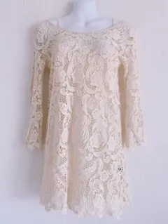 EGOISTレースクロシェシースルーチュニックミニワンピースオフショルダーエゴ白