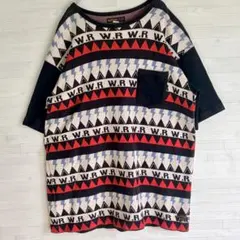 44 XXL ウエストライド NGT総柄 ジャガード ニット ボーダー 半袖 44 XXL ウエストライド NGT総柄 ジャガード ニット ボーダー 半袖