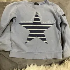 プチバトー　ライトブルー ストライプ星柄 トレーナー