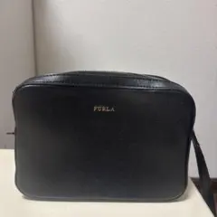 美品 フルラ レザー ショルダーバッグ クロコ グレー お財布ショルダー