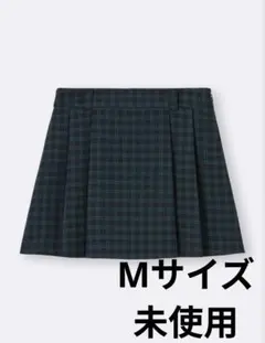GU ダークグリーン チェック プリーツスカート