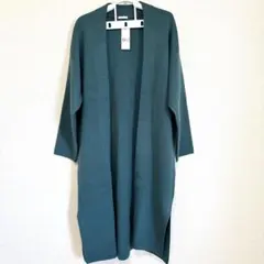 【新品タグ付】GU ニットロングカーディガン ガウン 緑 グリーン L