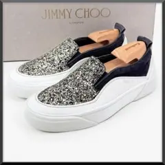 【極美品】 ジミーチュウ 24㎝ 37 厚底 スニーカー スリッポン グリッター