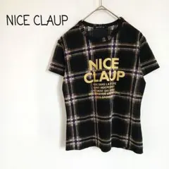 ナイスクラップ タータンチェック柄ロゴプリント半袖Tシャツ シアー 英字 日本製のサムネイル
