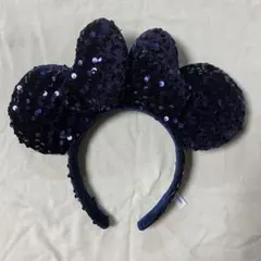 ⭐︎当日発送可　ディズニー ミニー　耳付きカチューシャ ネイビー スパンコール