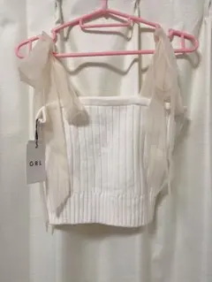 【GRL】ニット チューブトップ 肩紐オーガンジー【マタニティフォト衣装】