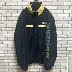 《美品》MLB☆ニューヨークヤンキース☆ベースボールジャケット 刺繍ロゴ 紺 L