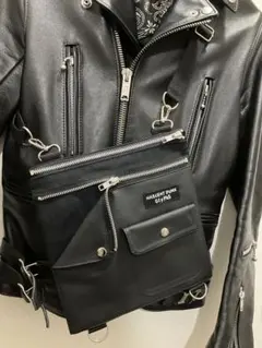 GlyPhS punkrock W ZIPブラック ライダースサコッシュ